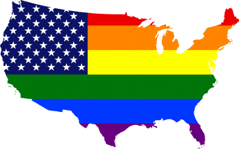 american map in rainbow colors, symbolizing the gay marriage and supreme court ruling